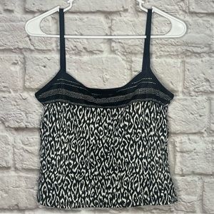 Liz‎ Claiborne Swim Top Black White Women's Size 12